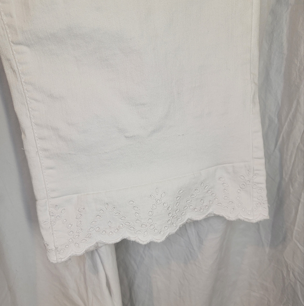 Lace Hem Jeans - Cropped White Jeans - St. Johns Bay